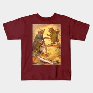 Vintage Aesop's Fable, Country Mouse and City Mouse Kids T-Shirt